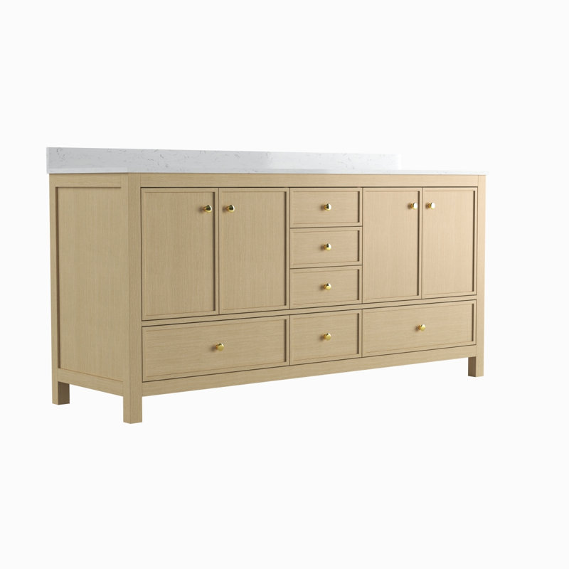 Armoire de meuble-lavabo double 72 po en chêne, Naturel, 72"