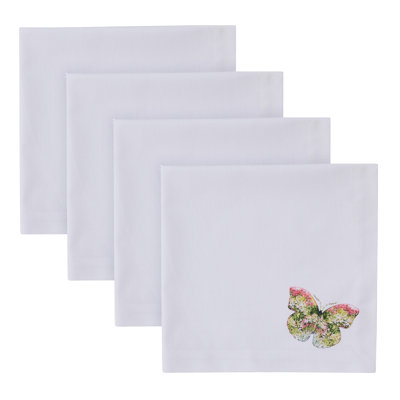  Ensemble de 4 serviettes de jardin à motif de papillons 20 po x 20 po