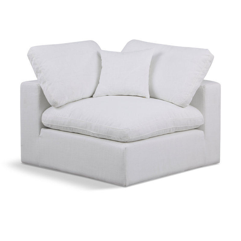Fauteuil d'angle 40 po, Tissu texturé en lin blanc