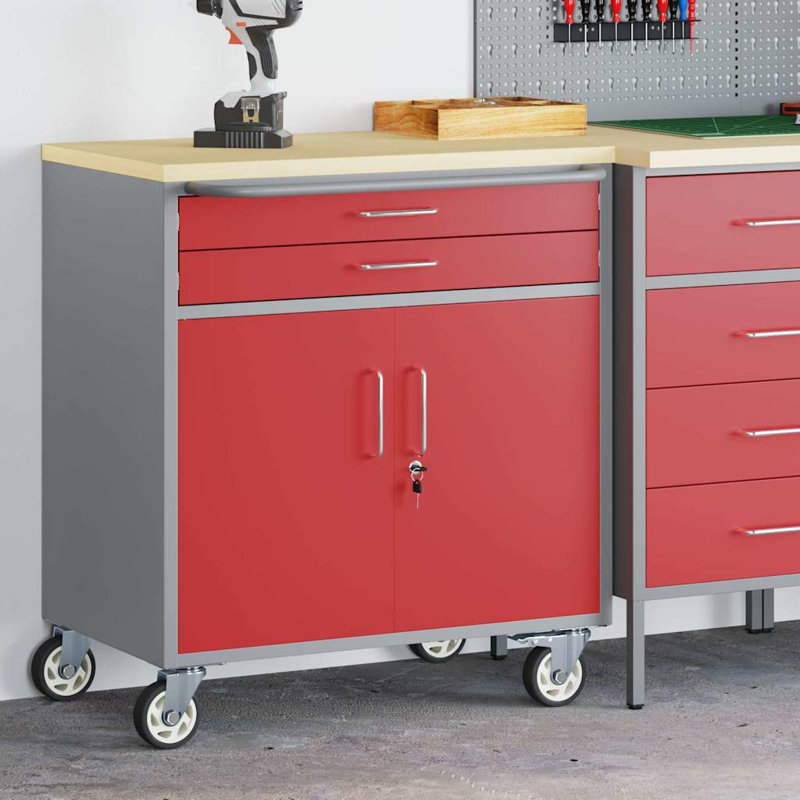 Workbench 75 X 45 X 85 Cm Powder-Coated Steel, Red