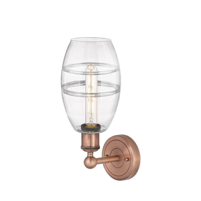 Applique murale en acier Bettylou, H 10,38 po x l 5,88 po x P 7,44 po, Transparent, Cuivre antique