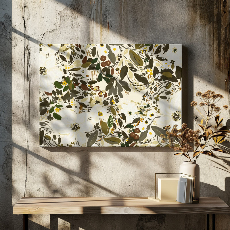 Organic White Flowers by Josie George — Botanical Wall Art, 48 × 32, Framed Print, Gold