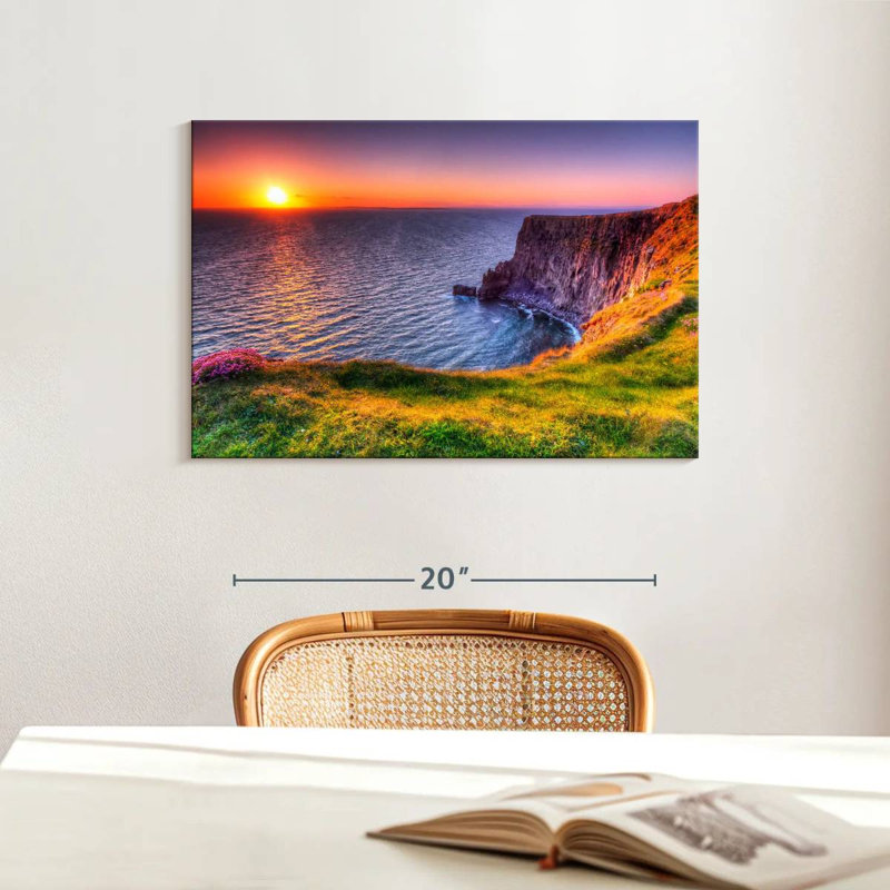 Ravi, coucher de soleil sur les falaises, H 16 po x l 24 po