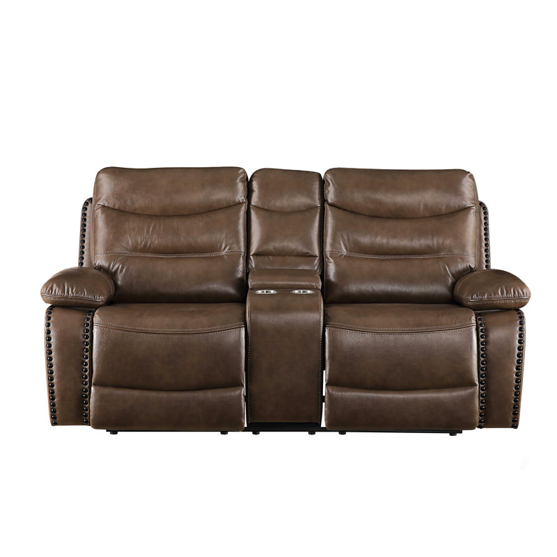 Causeuse inclinable en cuir et gel brun