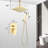 Brushed Gold Ceiling Mounted Shower Kit - 16" Head And Handheld Natural Rainfall Simulation Look After Self-cleaning Nozzle American Standard Bathroom Article & Inspiration Fitting-117418357