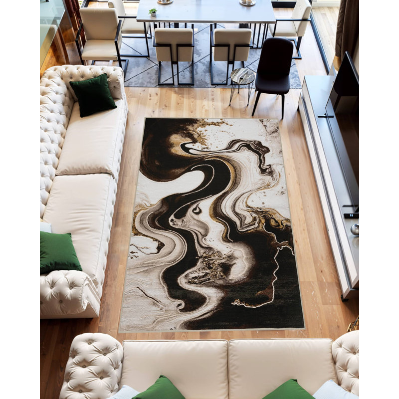 Tapis moderne abstrait abstrait Tabernash, Rectangle 5 pi 3 po x 7 pi 7 po