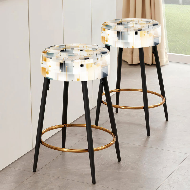 Ensemble de 2 tabourets de bar géométriques modernes beige symétriques et symétriques