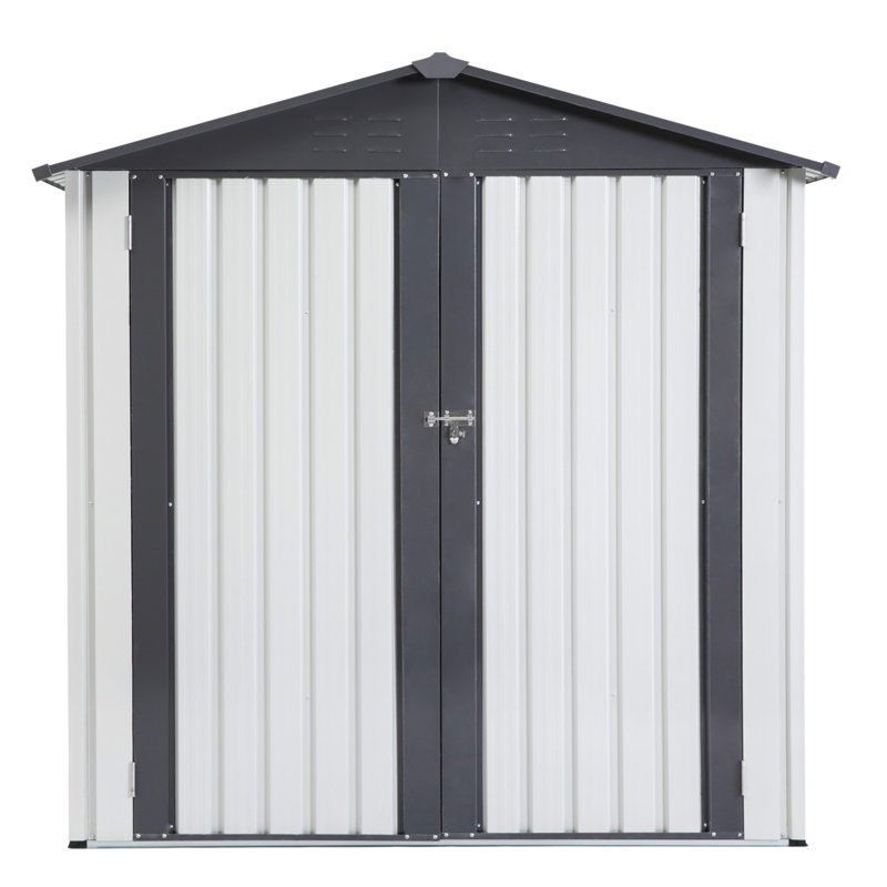 Remise de rangement de jardin en métal gris blanc 6X4x6ft