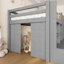 Twin Size Loft Bed With Multi-Storage Shelves And Storage, Low Loft Bed With Curtain Under The Bed And Chalkboard, No Box Spring Needed, White-780664157-780664162