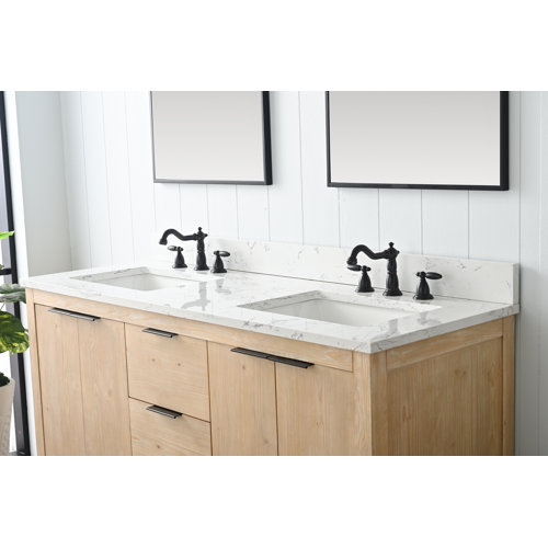Wrought Studio Calahan 60'' Free Standing Double Bathroom Vanity with ...