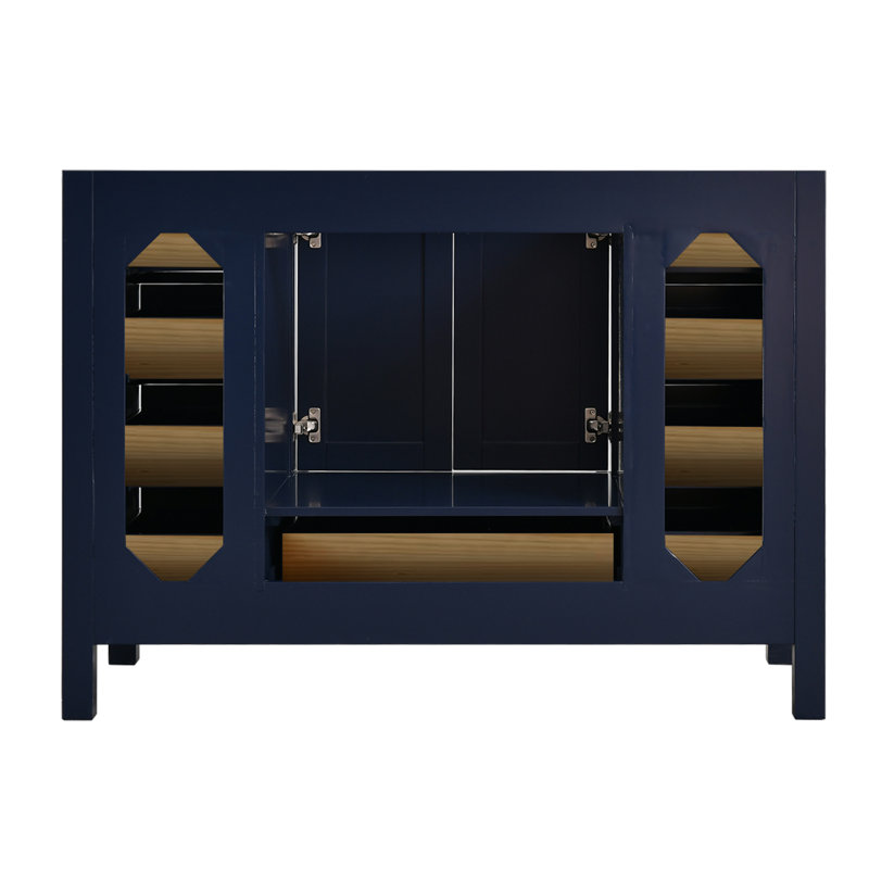 Meuble-lavabo simple 48 po avec plateau en pierre reconstituée Chardell, Bleu