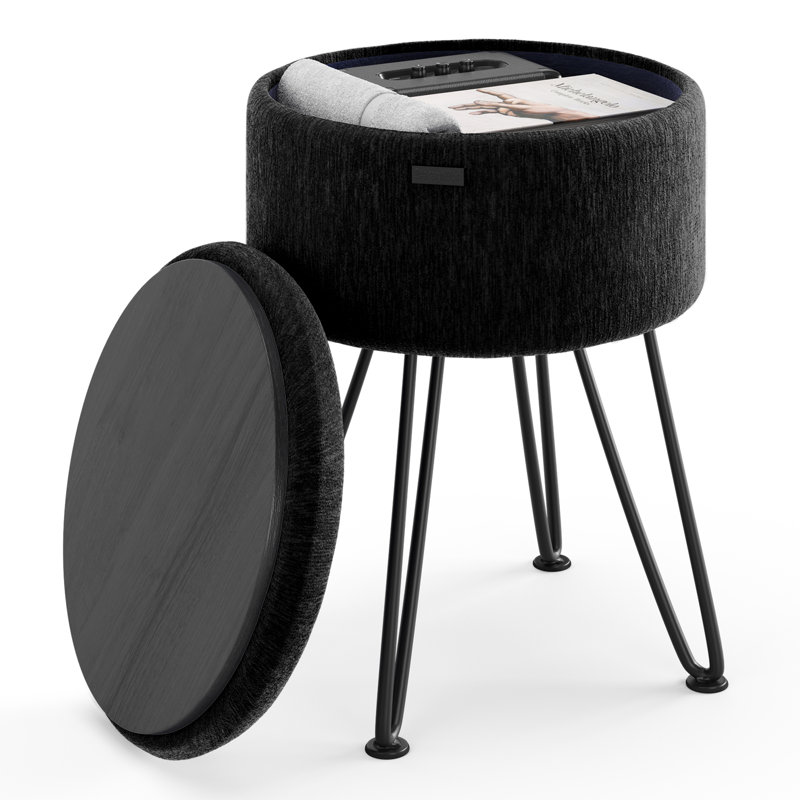 Table d'appoint moderne avec rangement, Noir, Velours noir