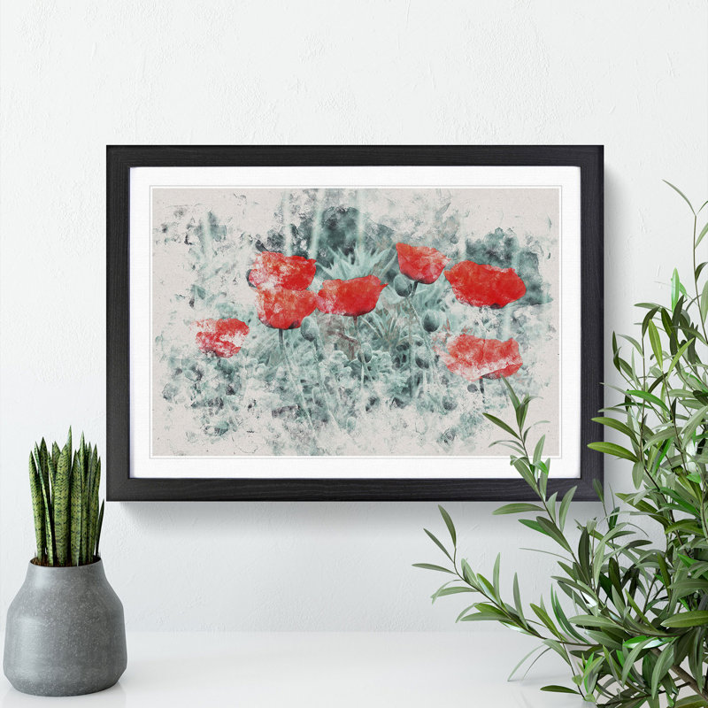 Field of Poppies Vol.4 - Picture Frame Painting, 27cm H x 36cm W x 2cm D, Black Framed