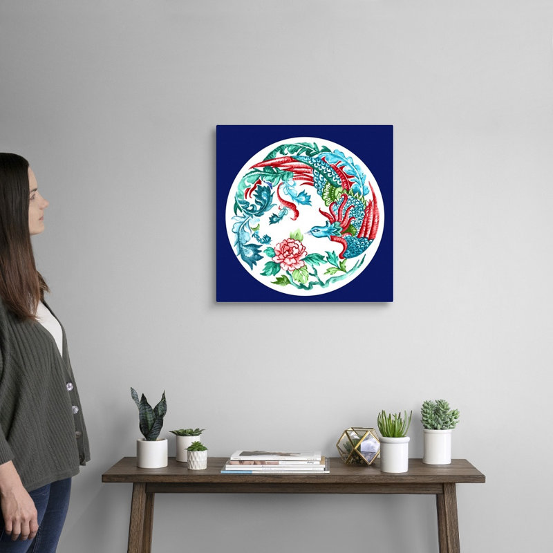 «Peacock in the Garden» par Eva Watts - reproduction d'art, H 20 po x l 20 po x P 1,25 po, Toile tendue