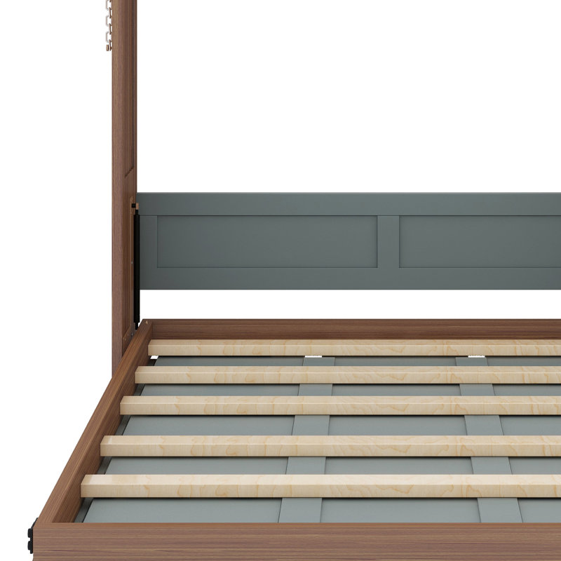 Lit escamotable avec bureau escamotable Murphy, Gris