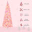 Arbre de Noël rose en forme de crayon avec flocons de neige, lumières à DEL blanc chaud, conception à ouverture automatique, branches ignifuges, hauteur de 90 po