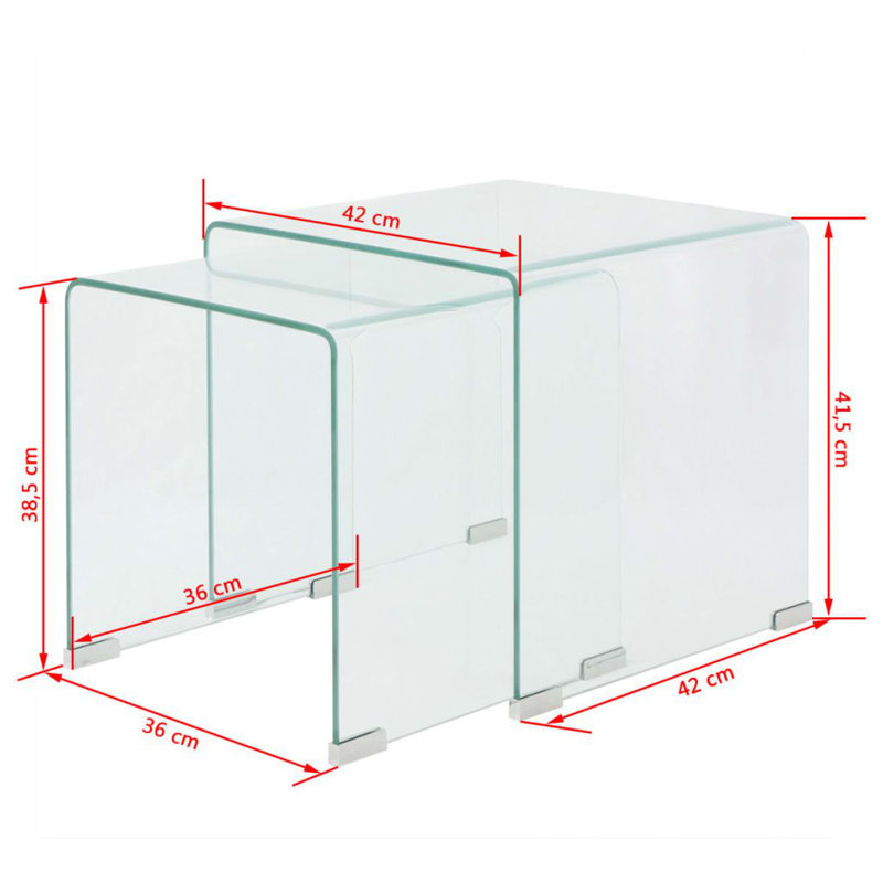 Kopnisky Glass Top Sled Nesting Tables