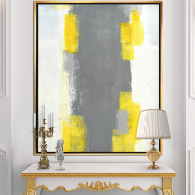 Gris et jaune bleu abstrait VI - reproduction d'art sur toile