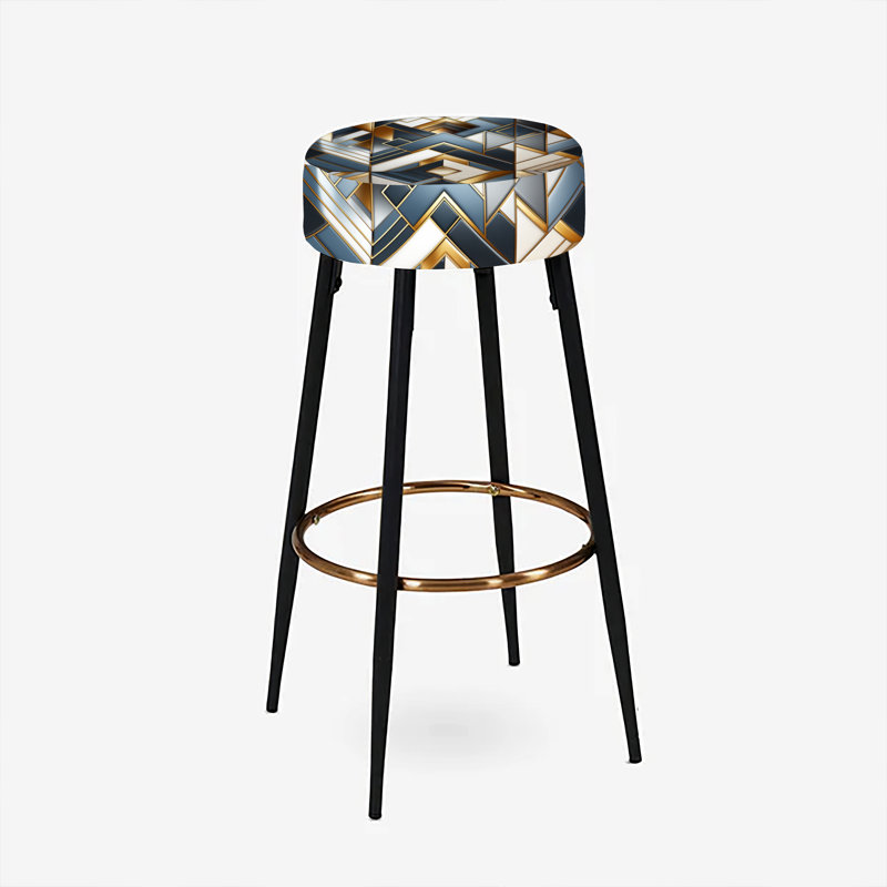 Ensemble de 2 tabourets de bar géométriques noirs et dorés rétro Perspectives