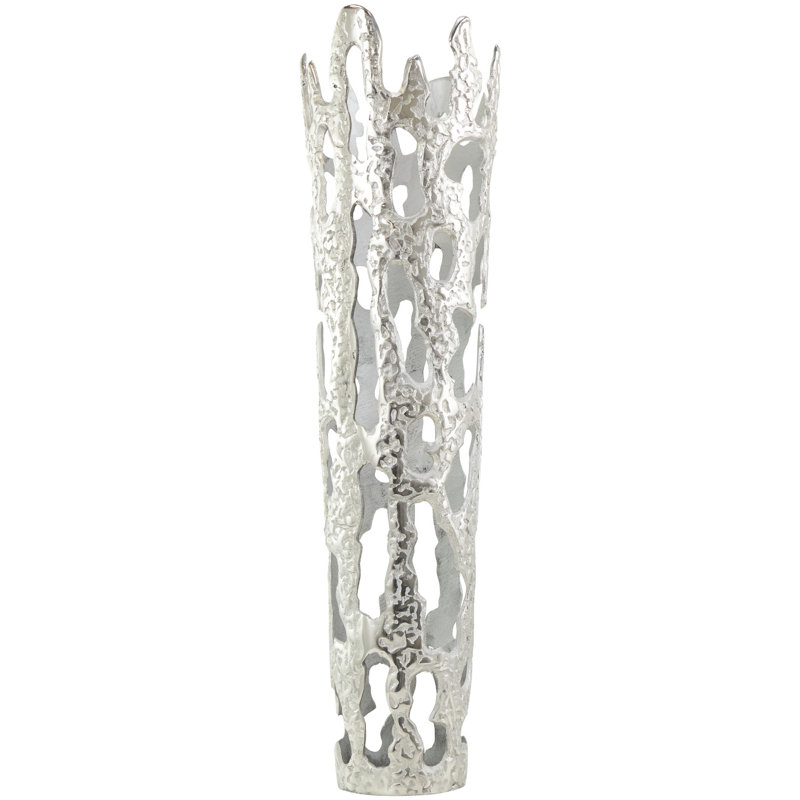 Moderna Aluminum Floor Vase Jar, Silver
