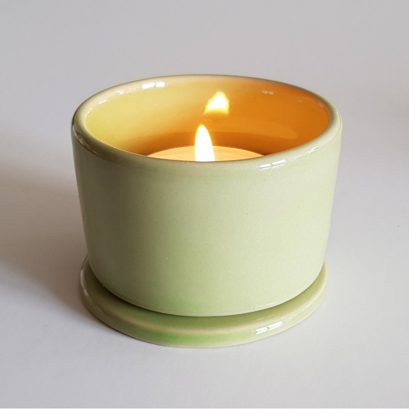 6 Piece Concrete / Cement Tabletop Tealight Holder Set, Green