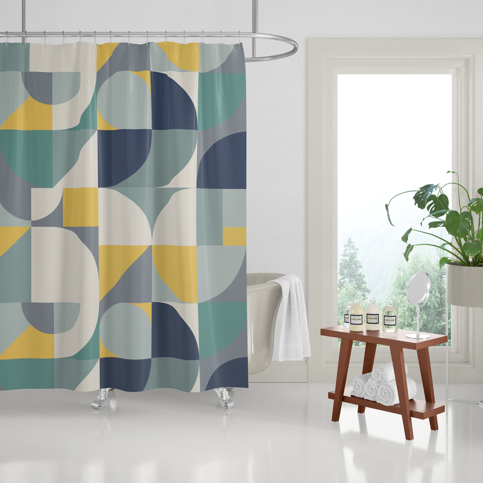 Stanley Mid-Centiury Shower Curtain, Teal