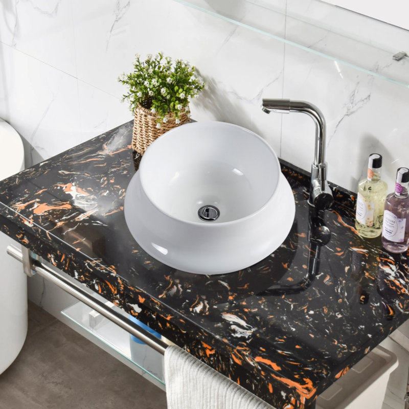 Vessel Bathroom Sink Basin In White Ceramic