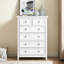 Commode 6 tiroirs blanche - Armoire de rangement blanche et spacieuse pour le salon, mécanisme de basculement