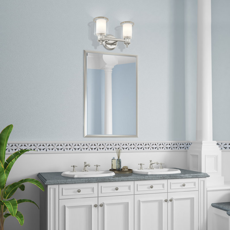 Barre d'éclairage de salle de bain à intensité variable 2 lumières Wilczek, Nickel poli