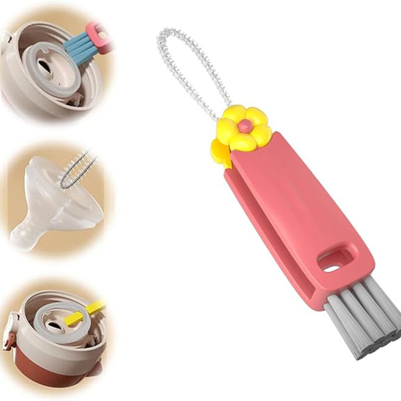 Bouteille d'eau trois-en-un brosse à couvercle multifonctionnel, Rouge