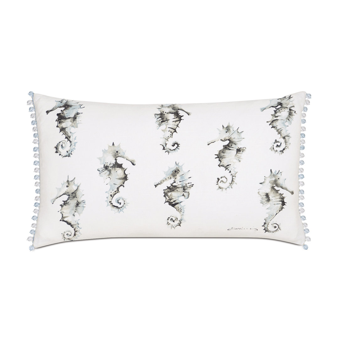 Nerida Hand Painted Seahorses Cotton Lumbar Pillow Eastern Accents