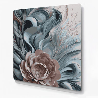 Abstrait floral 71, art mural gris en métal