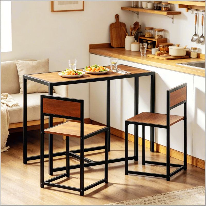 Table et chaises de cuisine moderne, ensemble de salle à manger 3 pièces confortable avec un design élégant et une fabrication durable