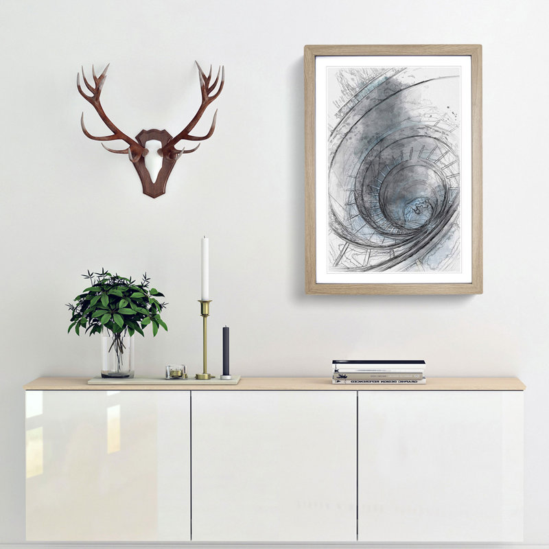 Spiral Staircase in Rome in Abstract - Framed Print, Oak Framed, 65cm H x 48cm W x 2cm D