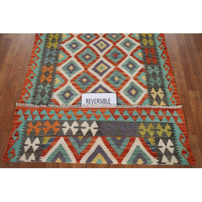 Geometric Kilim Oriental Wool Rug 4x6