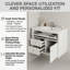 Meuble-lavabo mural 36 po avec 2 tiroirs et tiroir escamotable - Armoire de rangement murale avec lavabo en céramique à 3 trous pour salle de bain moderne-130385526