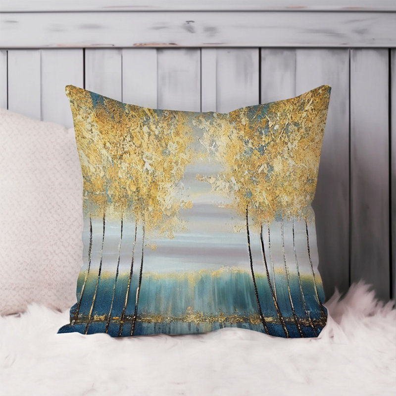 Botanical Gold Trees Modern, 18"H x 18"W