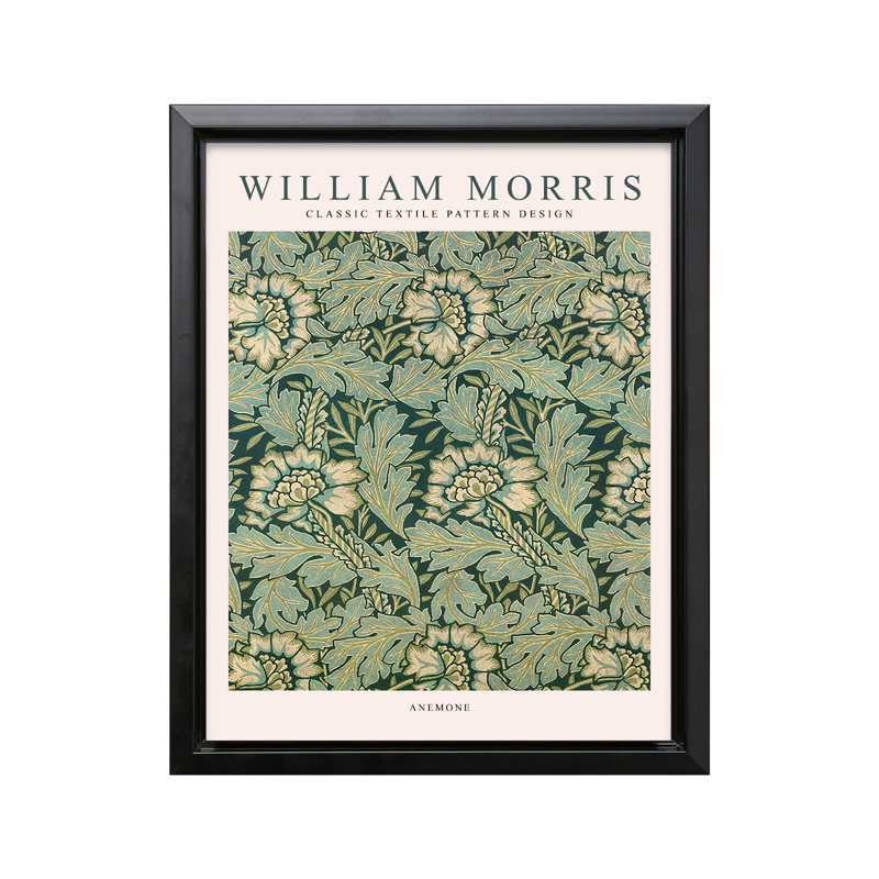 William Morris - Anémone n ° 1, Cadre noir, Canevas, H 12 po x l 16 po