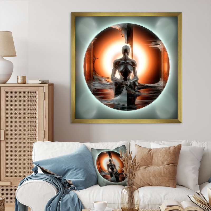 A.I. Sci-Fi Dreams Of Singularity I, Cadre doré à une seule photo, H 36 po x l 36 po x P 1,5 po