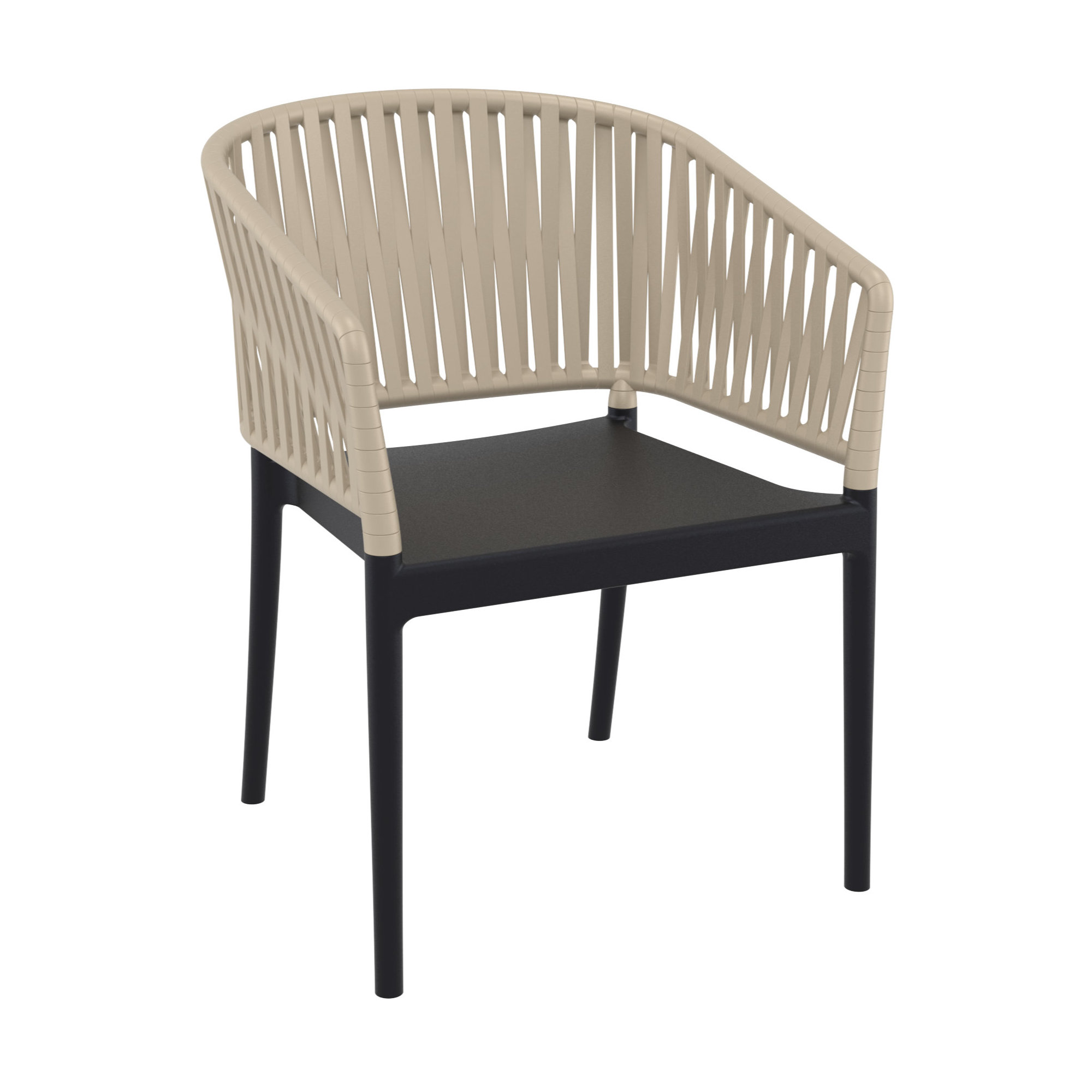 Newport Outdoor Stacking Dining Armchair, Taupe/Black