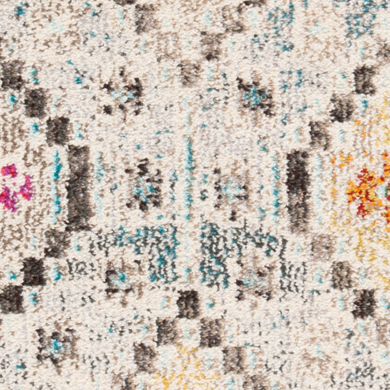 Tapis gris / jaune / bleu Felty Southwestern, Rond 9 pi