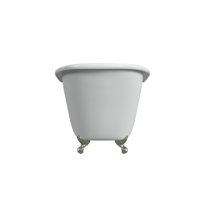 61'' L Soaking Bathtub, Polished Nickel, White Interior with White Exterior
