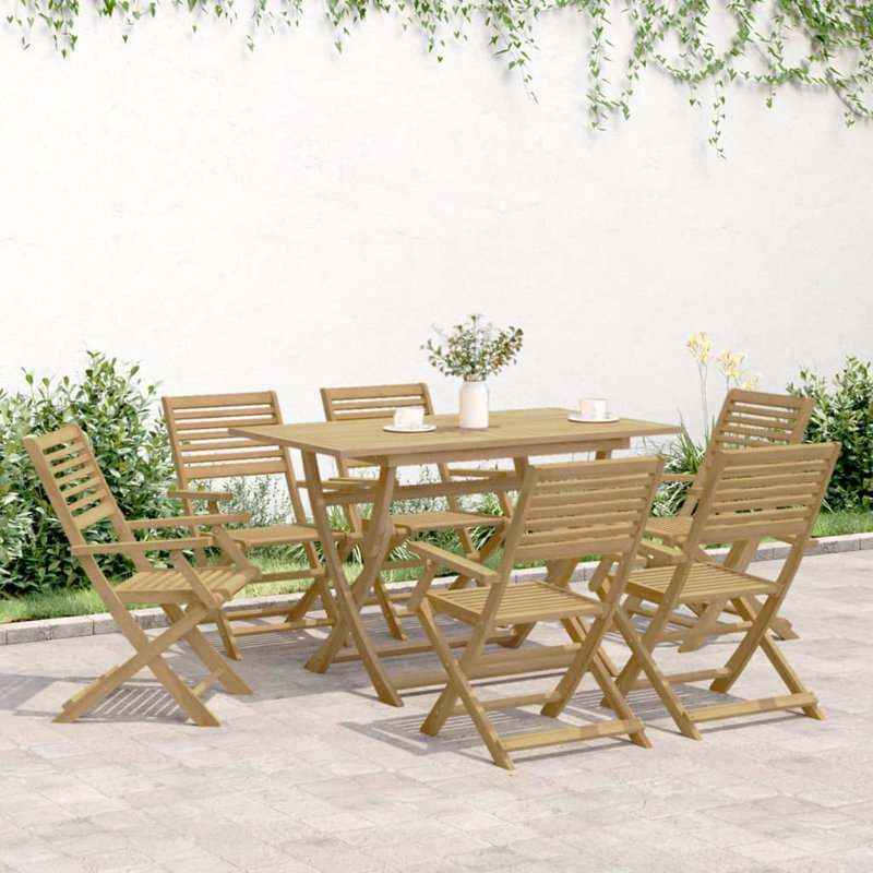 6 - Person Wood Patio Dining Set with Round Table