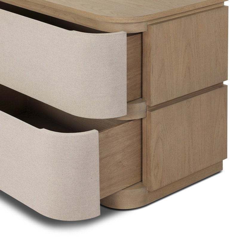 Mariella Nightstand-Beige Painted Linen