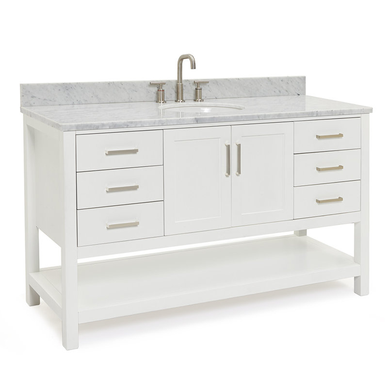Magnolia Bath Vanity Rectangular Basin S061SCW2R, White, Oval, 61"