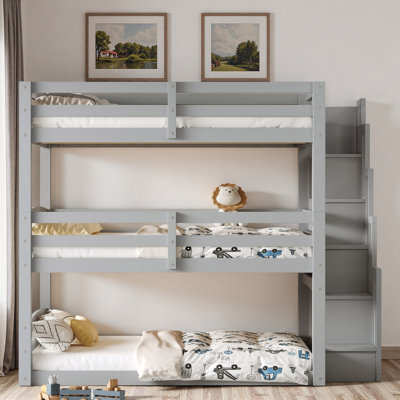 Triple Bunk Bed With Storage Staircase