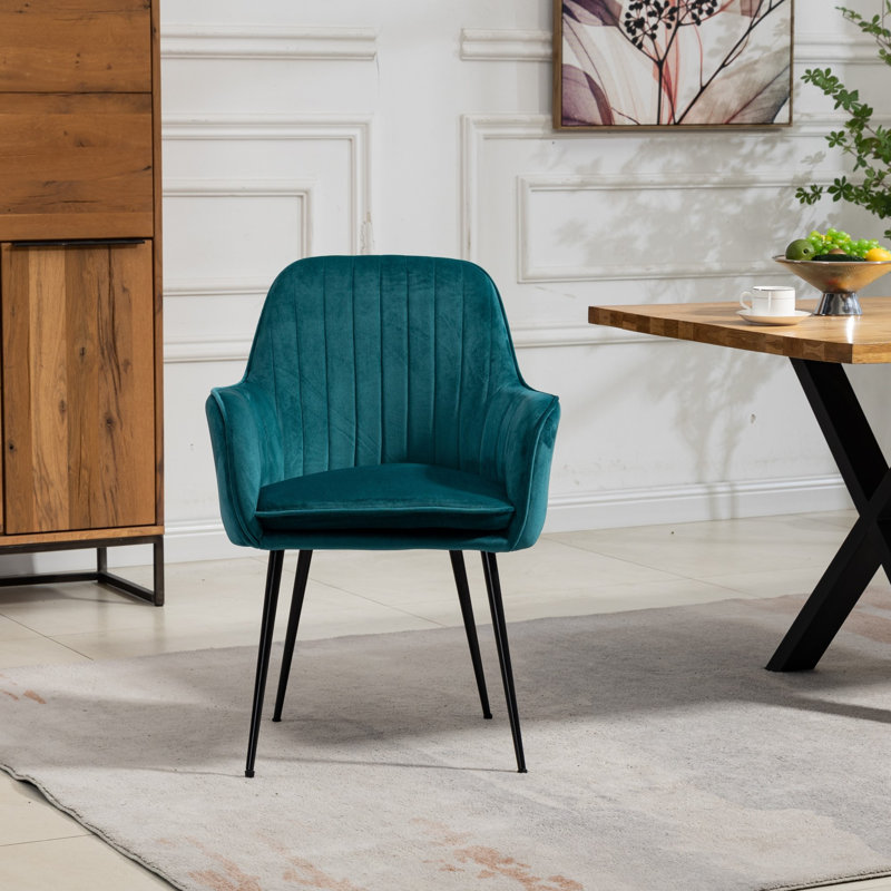Anoek 47cm H Velvet Upholstered Dining Chair, Silver