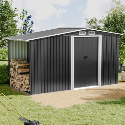 4 ft. W x 8 ft. D Metal Garage Shed with Log Storage