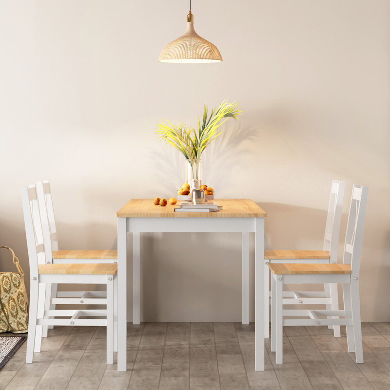  Elea 4 - Person Four Leg Dining Set, Oak/White, 47.2"W x 28.7"H x 23.6"D