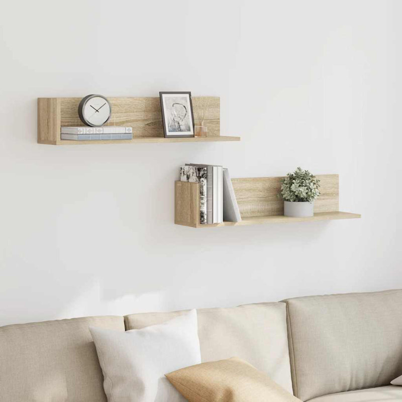 18-20 Wall Mounted Shelf, 16.5cm H x 75cm W x 16.5cm D, Sonoma oak